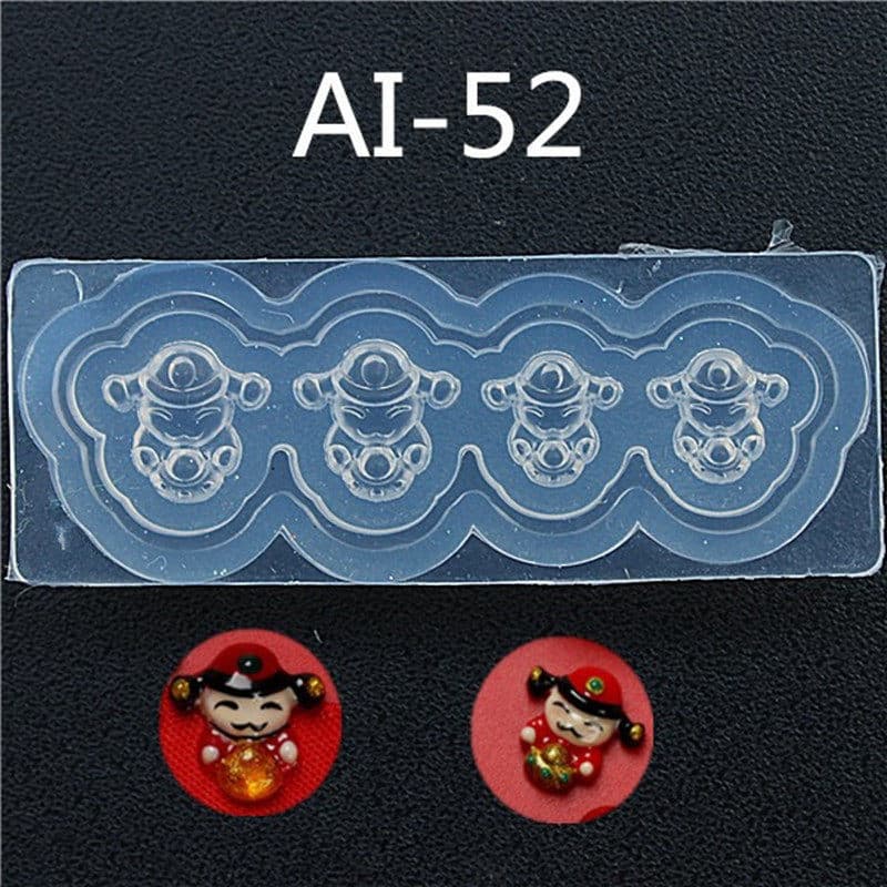New Year Chinese Style Nail Art Silicone Mold Classical Vase Palace Lantern Peace Buckle Lion Dance Chinese Knot Nail Mold