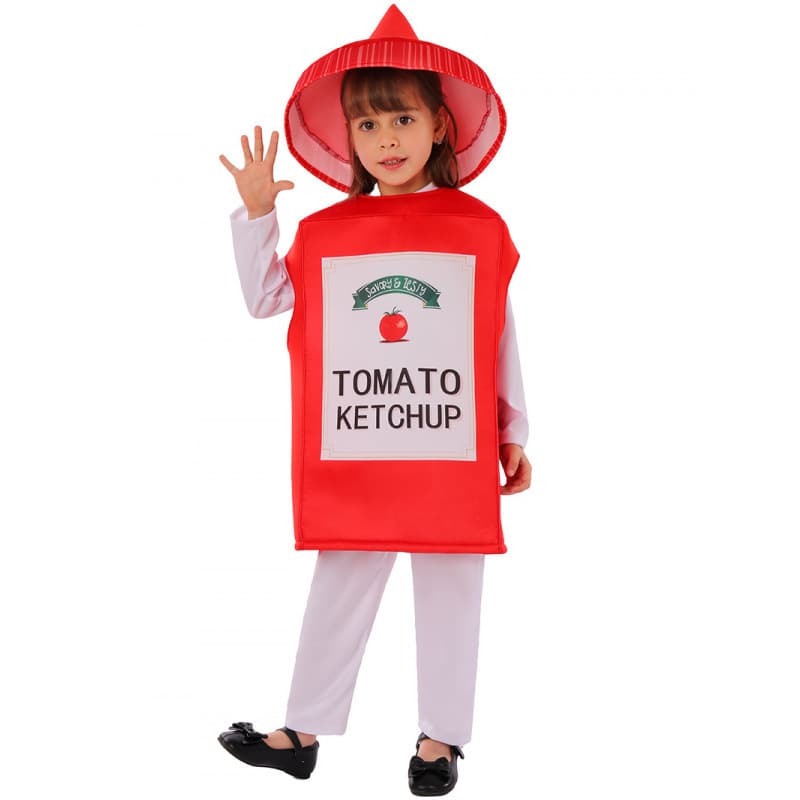 Cos Costume Children's Ketchup Bottle Mascot Costume School Holiday Performance Halloween Parent-Child Performance Outfit