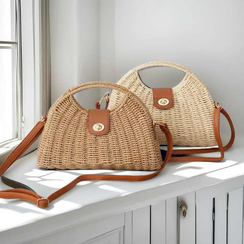 New Advanced Textured Woven Crossbody Bag Single Shoulder Grass Basket Popular Versatile Handbag Eco Friendly Paper Fiber