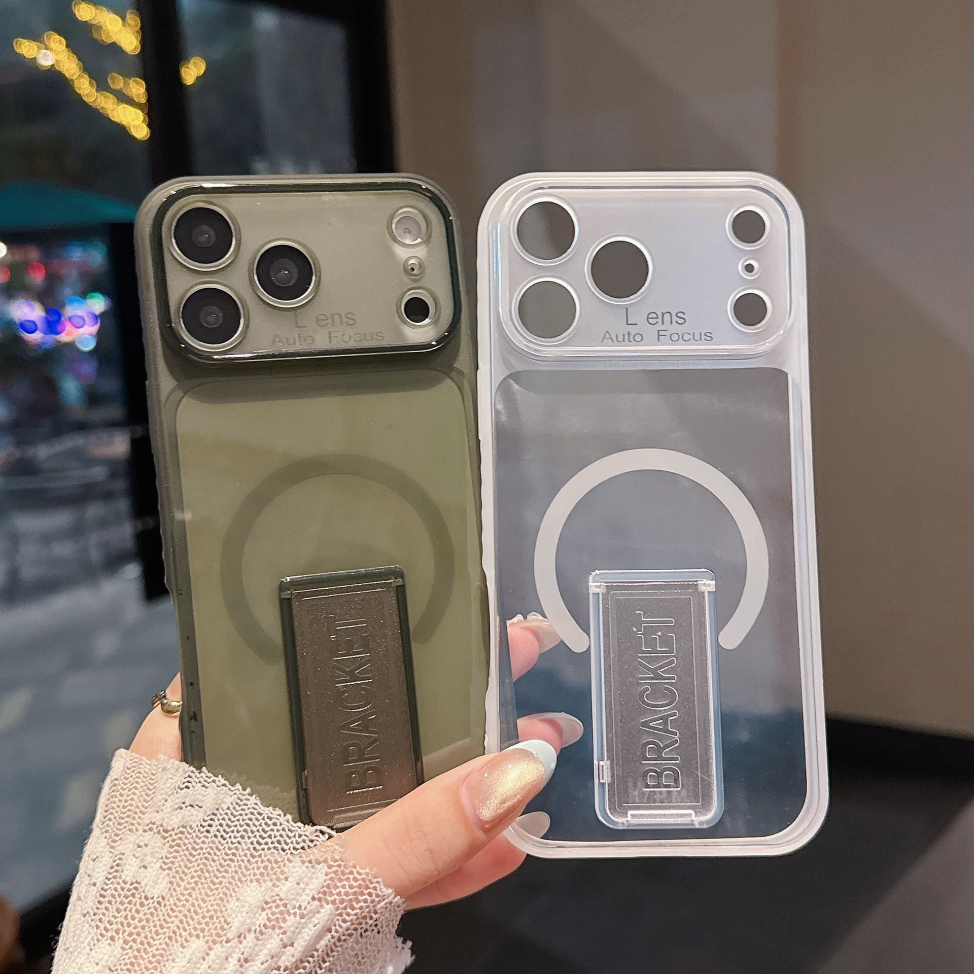 Ultra-Thin TPU Bracket Phone Case for Apple 17 PRO MAX Trendy 15 Creative 16/17 Transparent Soft Case 11