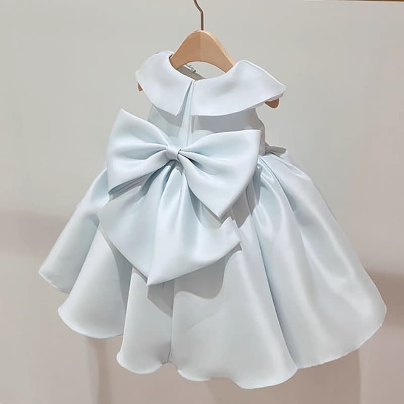 New Summer Korean Style Baby Girl First Birthday Dress for Cake Smash Photo Shoot, Fashionable Flower Girl Tulle Satin Princess Dress