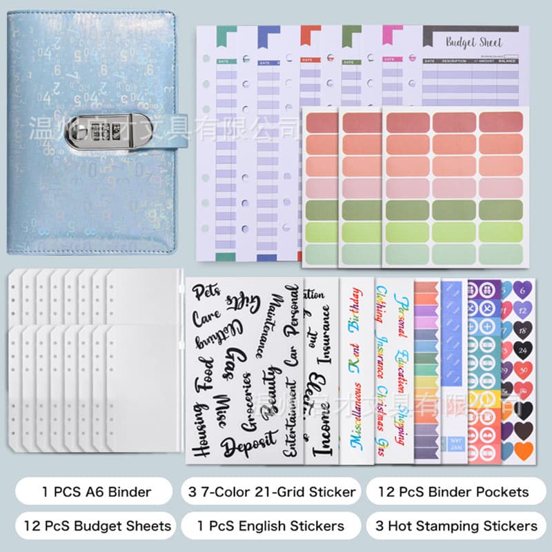 Macaron Creative Leather Cover A6 Notebook Loose Leaf Binder Cash Budget PU Notebook Bound Notebook Business Office Style