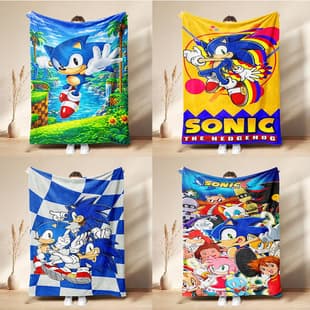Cross-border Hot Selling Sonic the Hedgehog Flannel Blanket Cartoon Nap Blanket Blue Blur Sofa Blanket