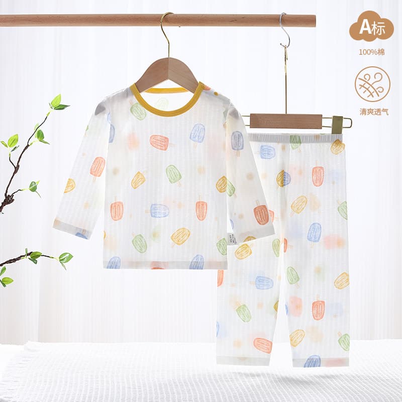 Kids Pajamas A-Class Pure Cotton Summer Thin Baby Air Conditioning Wear Baby Separates Kids Home Wear Set