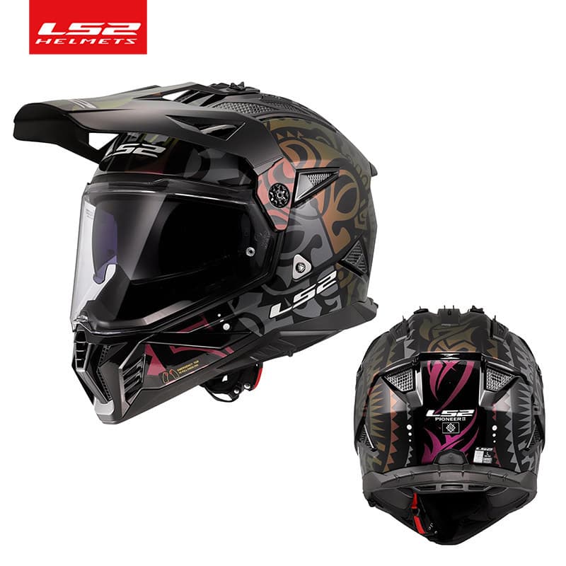 LS2 Motorcycle Helmet Rally Full Face Dual Lens Men's All Season Anti-Fog Off-Road Winter Racing Helmet MX702