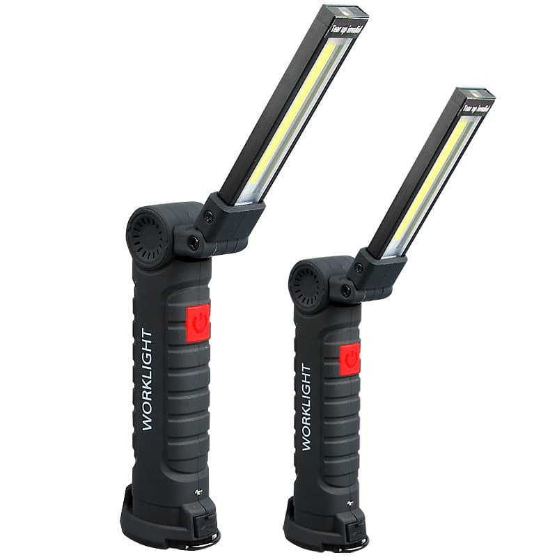 Multi-function Rechargeable COB Work Light, Foldable Portable LED Inspection Light with Car Magnet Flashlight Hook for Repair
