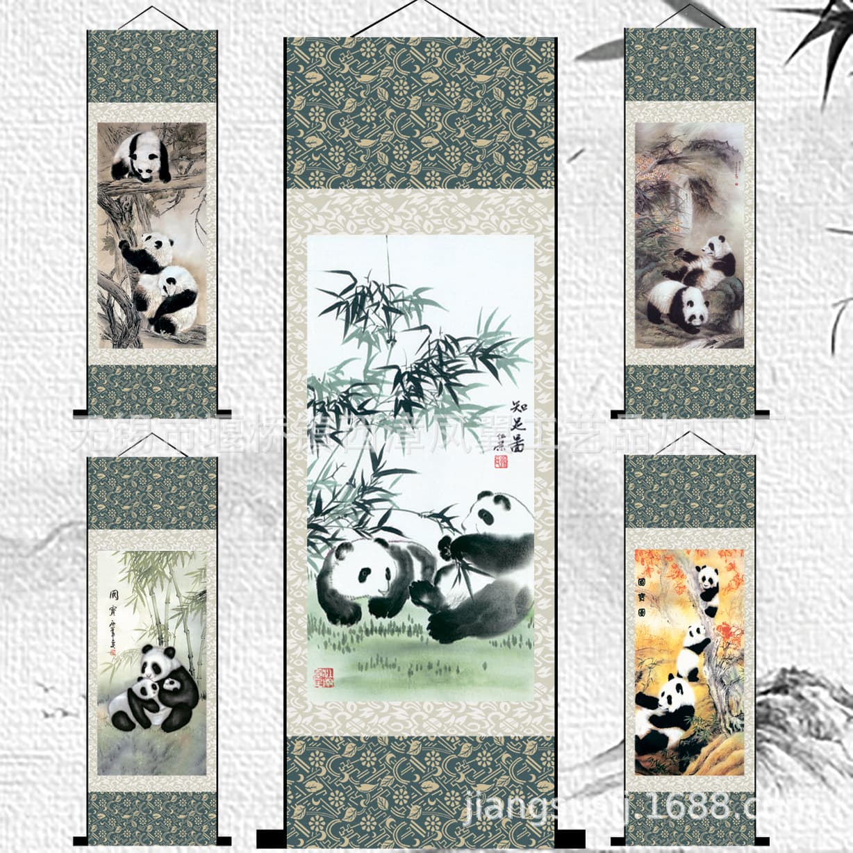 Living Room, Office Hanging Painting, National Treasure Panda Silk Scroll Painting