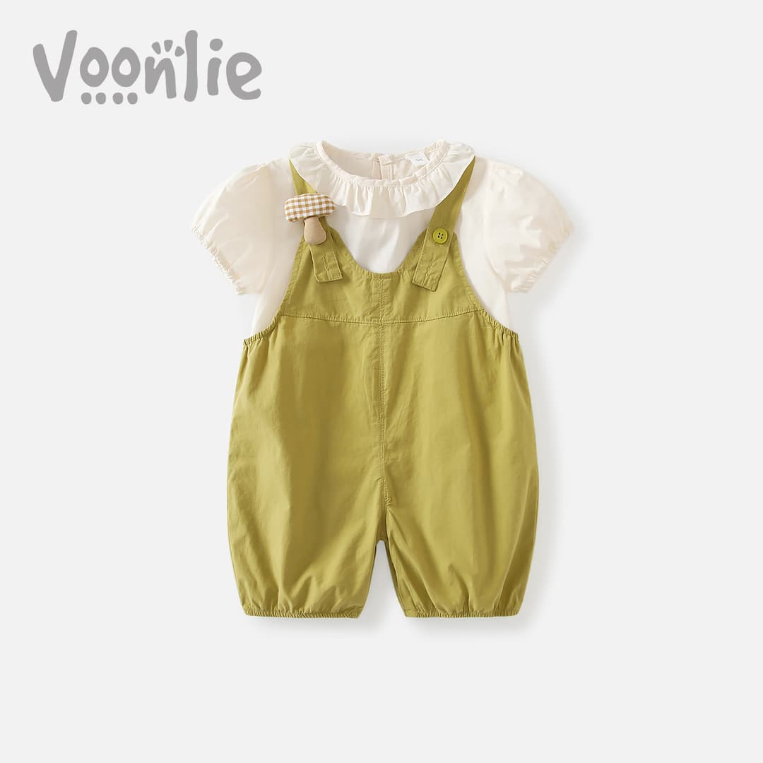 Girls overalls suit summer clothes 2026 new style children's fashionable clothes baby two-piece set summer forest style