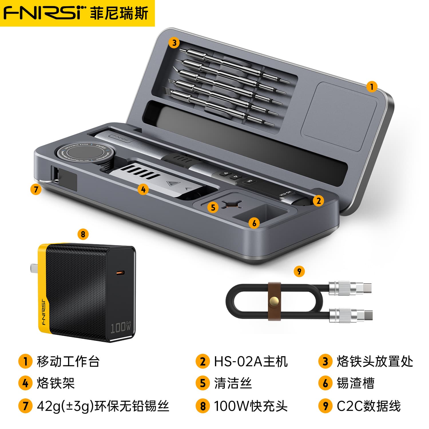 FNIRSI HS-02A/B Smart Soldering Iron 100W Portable Constant Temperature Soldering Station Pen for Home Repair Welding