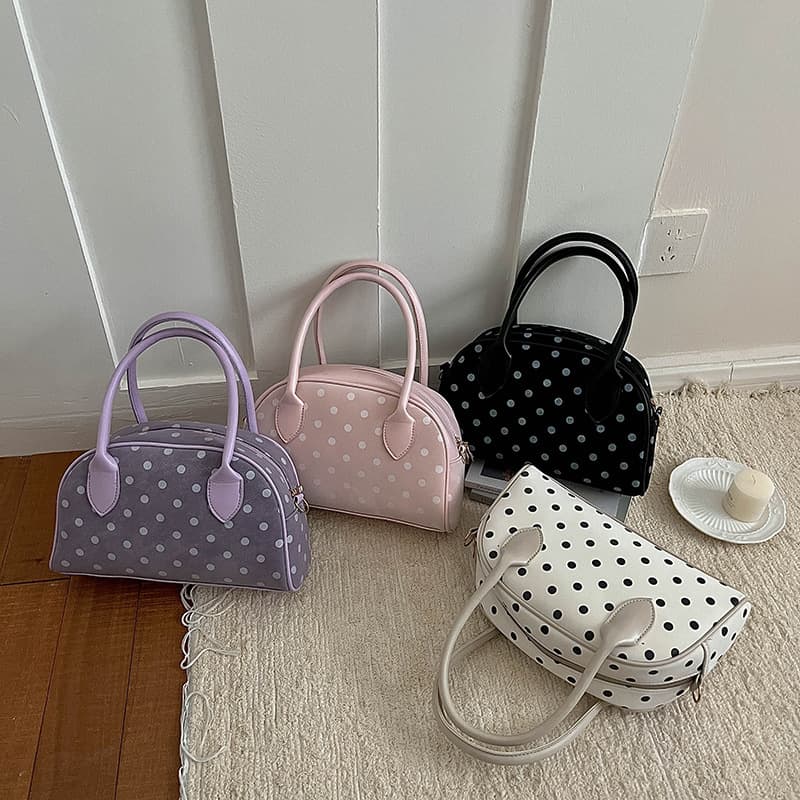 Cross-border 2026 new Korean style handbag small tote bag women's polka dot niche pillow bag temperament single shoulder crossbody bag