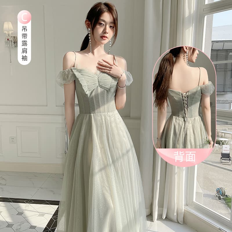 Bridesmaid Dress Petite 2026 New Summer-Fall Fairy Light Niche High-End Sisterhood Gown Dress Women Daily Wear