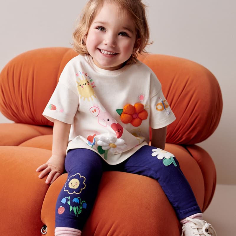 Spring Summer Children's Base Layer Pants European Style Girls' Outerwear Cotton Comfortable Mid Waist Long Trousers