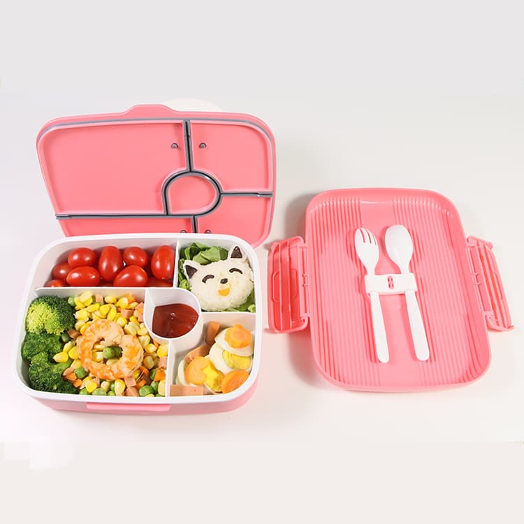 New plastic children's tableware lunch box silicone sealed leak-proof lunch box cross-border student compartment insurance lunch box