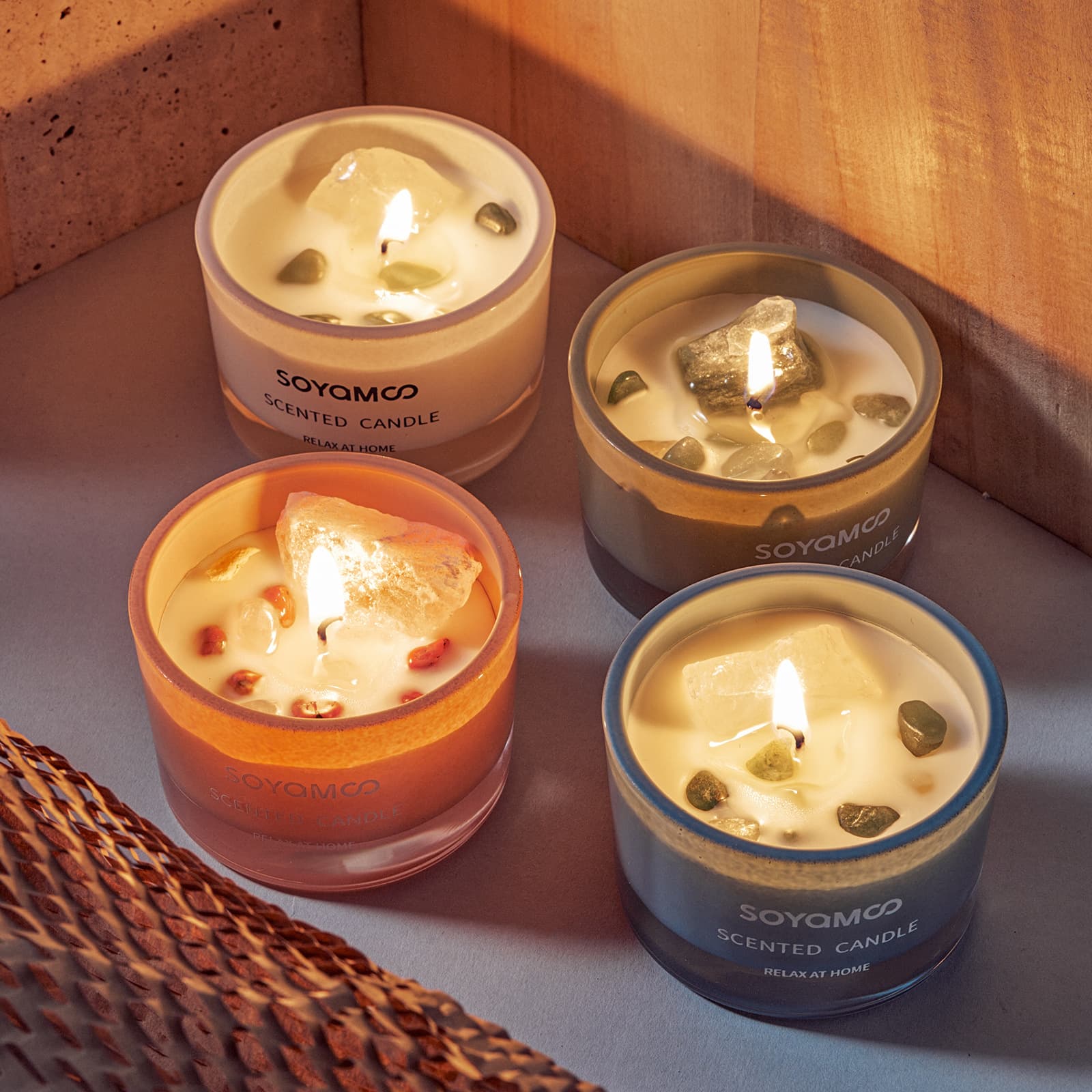 Crystal Aromatherapy Candle, Long-Lasting Scented Candle for Home Bedroom Living Room, Safe and Harmless Soy Wax Aroma Candle