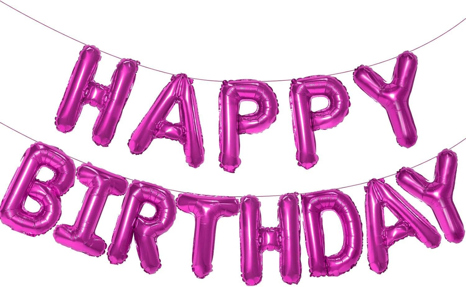 Peach Happy Birthday Balloon Banner, 40.64 cm Foil Mylar Happy Birthday Balloon Letters