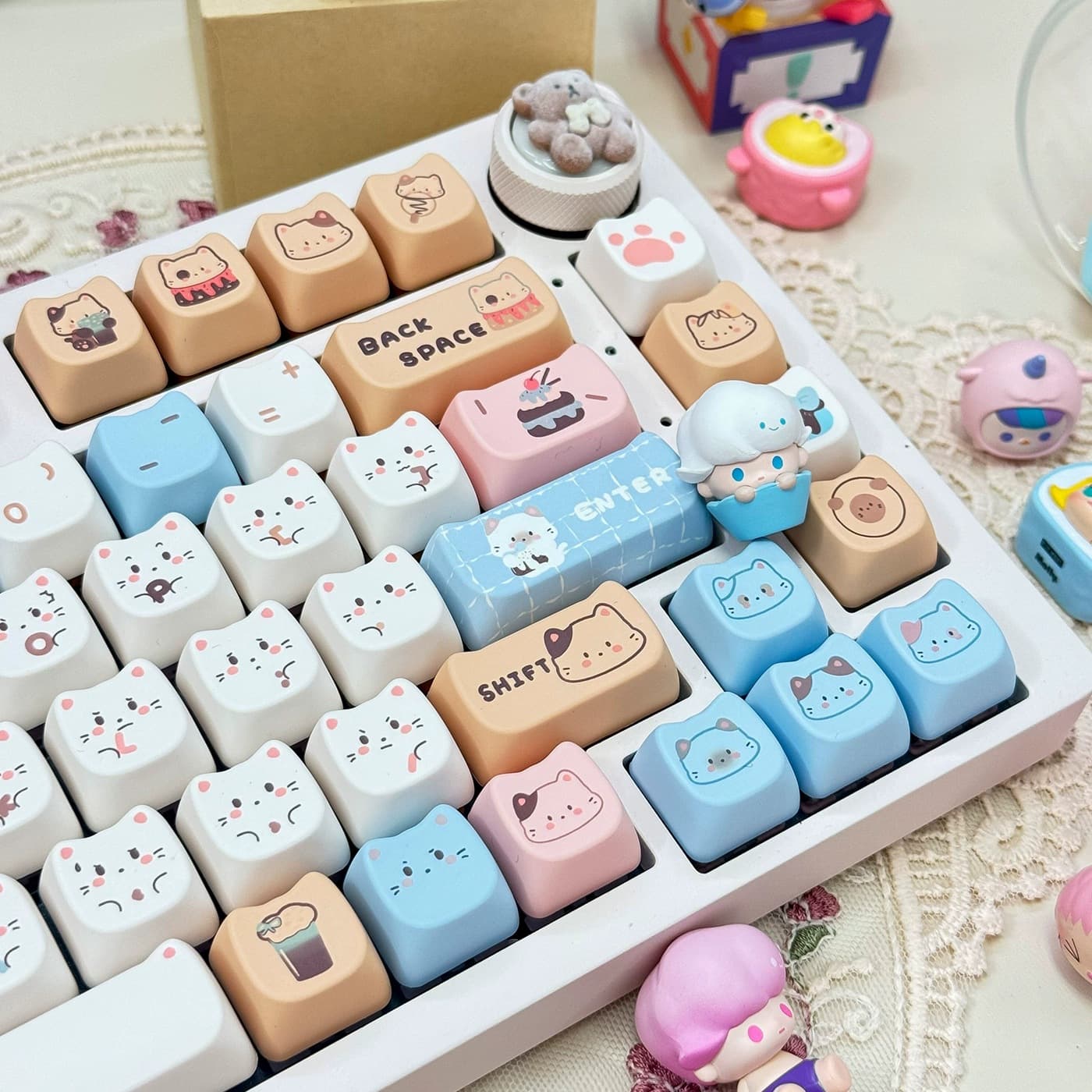 Sea Salt Cat Keycap Cat-shaped MAO Height Cute MAC Dye-sublimation HI75 HI8 S99 F99 104 F87
