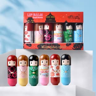 Foreign Trade Kimono Doll Lip Balm 6-Piece Set Lip Care Lip Balm Amazon