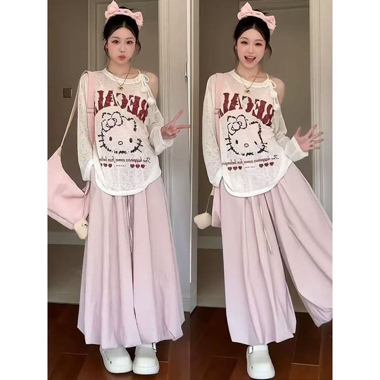2025 New Summer Thin Casual Style High Waist Slim Loose Ice Silk Wide Leg Pleat Flower Bud Skirts Women's Fashion
