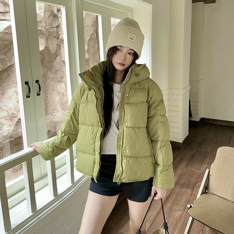 Puff Down Cotton Coat for Women Short Thick 2025 Korean Version Petite Turtle Back Bread Coat Thick Cotton Padded Jacket