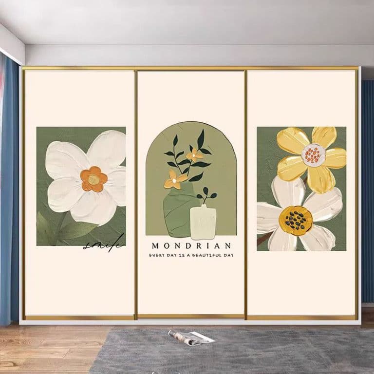 Full Sheet Self-Decoration Sticker for Renovating Glass Door, Nordic Style Door Sticker Creative Adhesive for Bedroom Wardrobe Cover-up, Ins Style