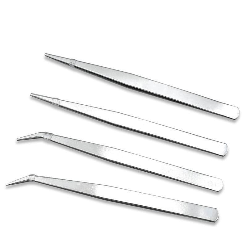 Curved and Straight Type Stainless Steel Thin Tweezers, Gardening Clips Bird's Nest Hair Picking Eyelash Nail Art Handmade DIY Clips