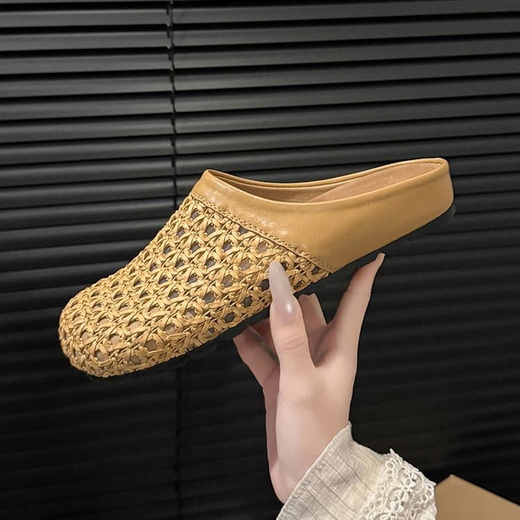 Plus Size Thick-Soled Fishnet Birkenstock Sandals for Women Summer 2026 New Style, Closed-Toe Mules for Dresses, Casual Slippers