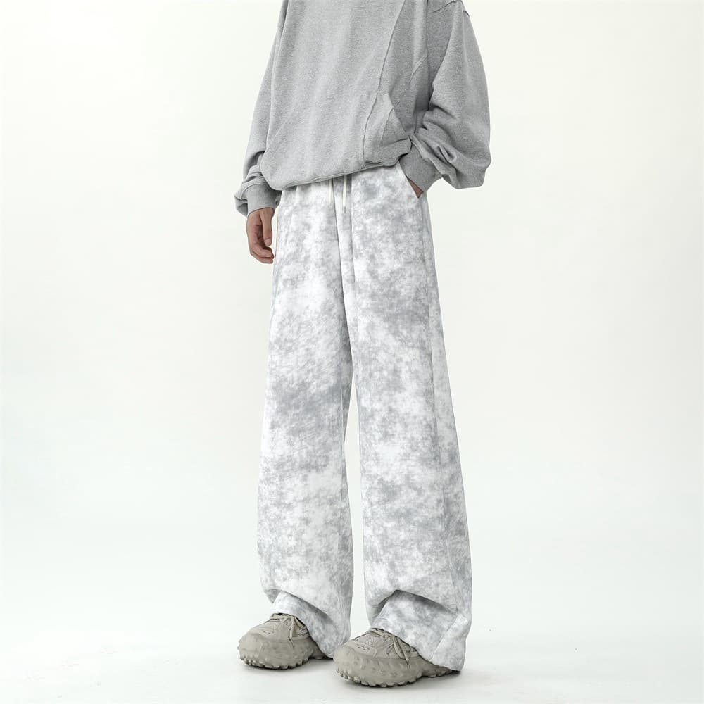 High-End Straight-Leg Tie-Dye Pants Men's FeelDrapedbell Bottoms American Style Vintage Dirty Pants 2024 New Spring Autumn