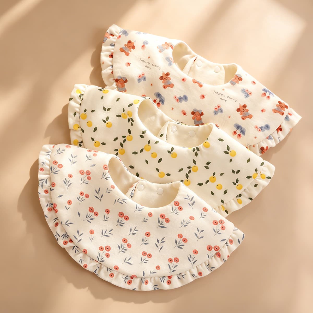 Baby Lace Saliva Towel Enlarged Bib for Infants and Children Newborn Pure Cotton Class A Knitted Waterproof Round Bib