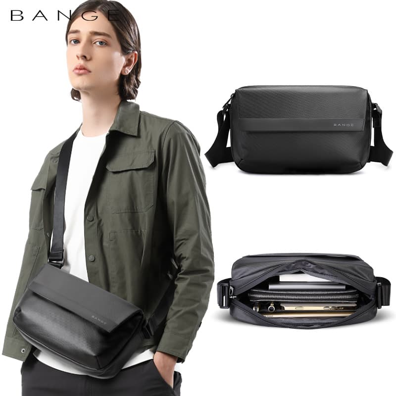 New Style Crossbody Bag for Men, Trendy Lightweight Casual Small Square Bag BANGE Student Sling Bag
