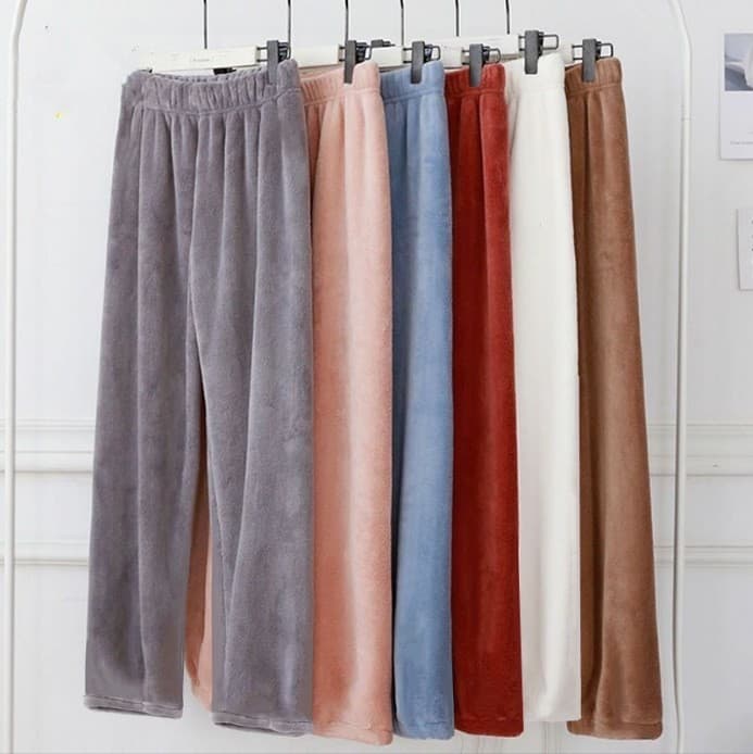 Winter Warm Fleece-Lined Thickened Pants Women's Loungewear Women's Pajamas Wearable Outside Coral Fleece Lazy Sleep Pants Casual Versatile