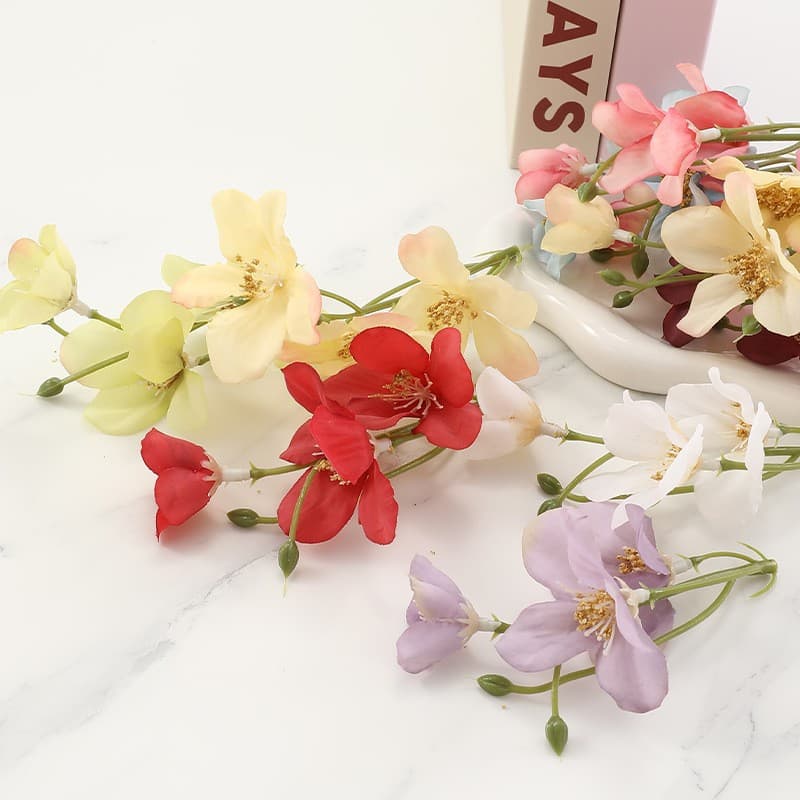 Artificial Five-petal Flower Fake Flower Silk Flower DIY Headpiece Accessories Semi-finished Artificial Flower Branch Bouquet Accessories
