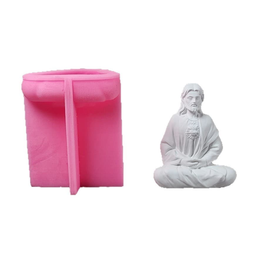 Meditation Figurine Mold Figurine Candle Plaster DIY Plaster Figurine Candle Holder Silicone Mold W0894