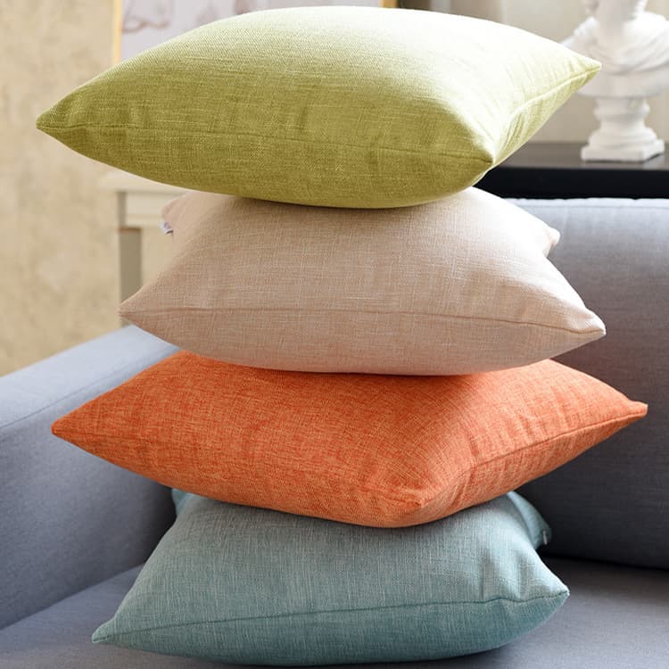 Thick Solid Color Linen Square Pillow Covers for Sofa, Car, and Home Use