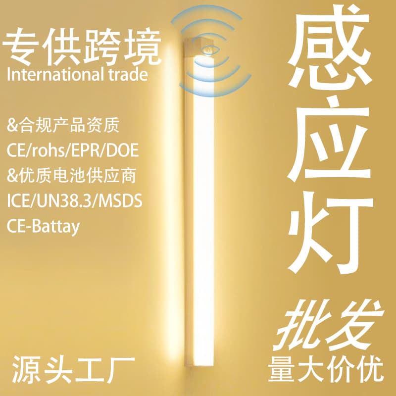 Wireless Sensor Light USB Charging 0-Second Sensing Bedroom Kitchen High Volume Low Brightness Bar Light Full Export Qualification