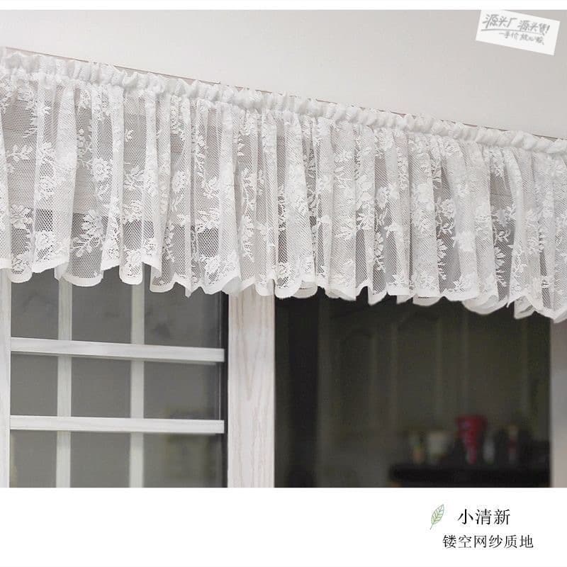Short Curtains, Curtain Headers, Cabinet Curtains, Window Curtains, Dust-Proof Curtains, Coffee Curtains, Pastoral Style White Gauze Lace Decorative Curtains