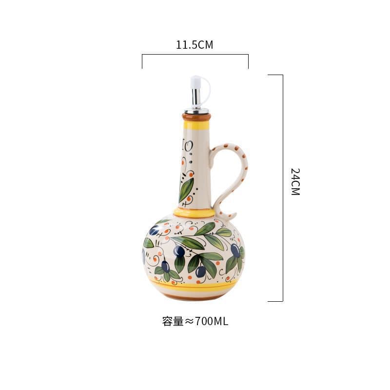 Croatia Enamel Under-glaze Eco-friendly Oil Dispenser | Kitchen Essential Premium Ceramic Condiment Bottle Safe, Healthy, and Heat-resistant