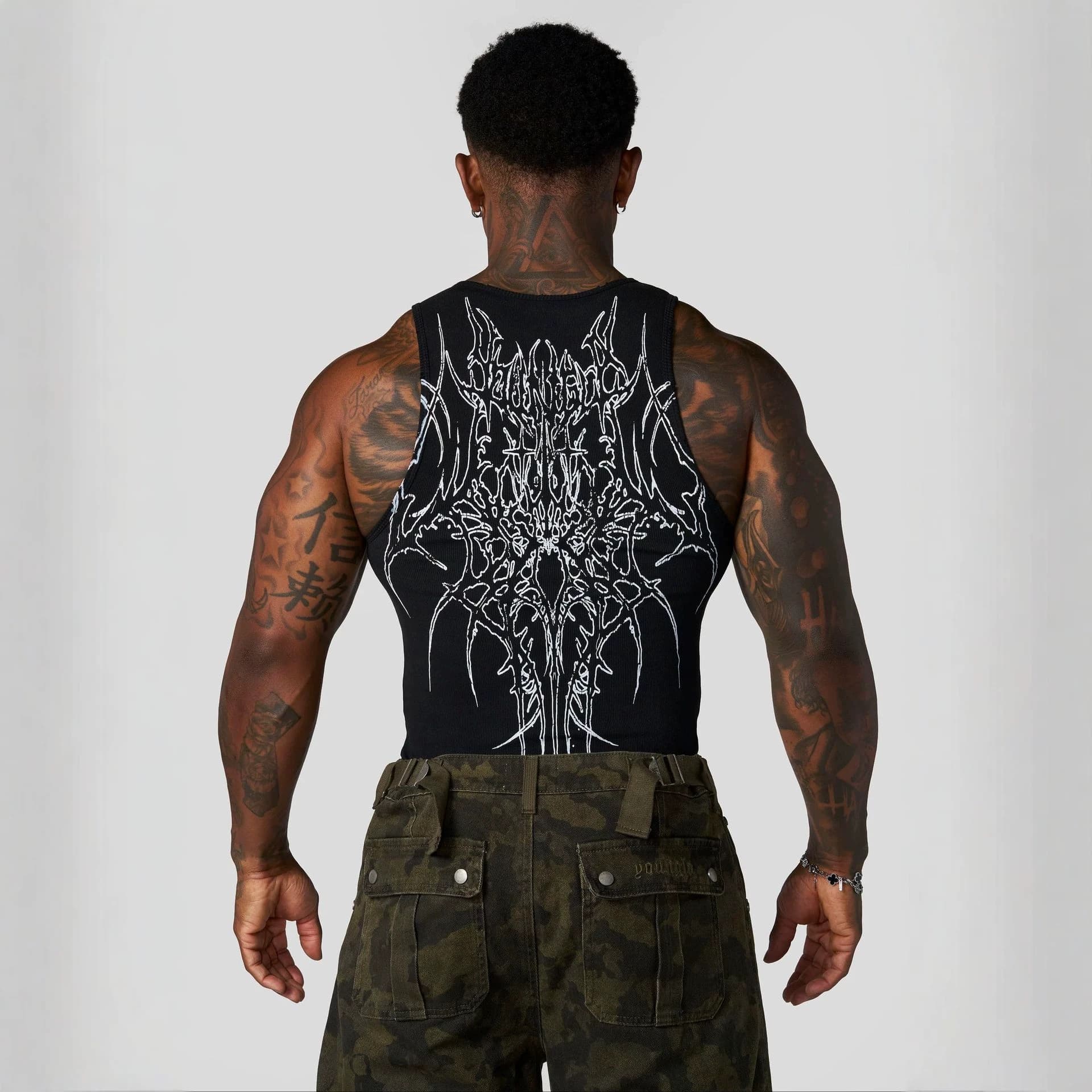 YOUNGLA New Knit Ice Silk Ribbed Vest Men's Sports Fitness Vest Running Basketball Training Tight Top