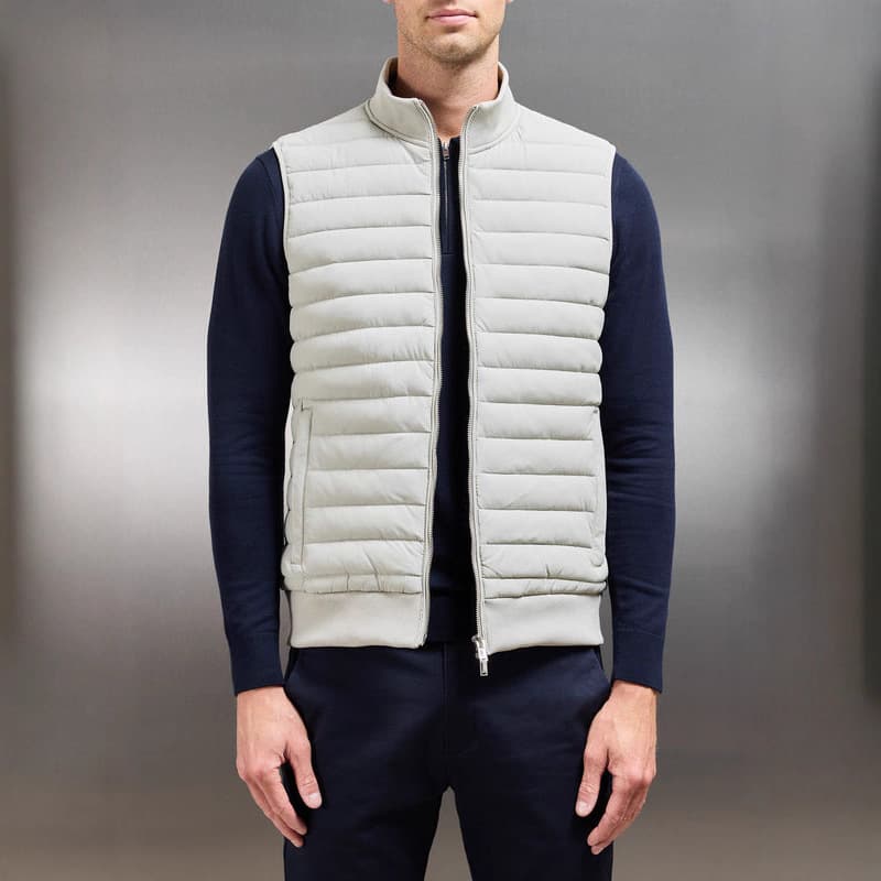 Cross-border exclusive independent site European and American down vest lightweight stand collar spliced knit jacket autumn winter men's coat