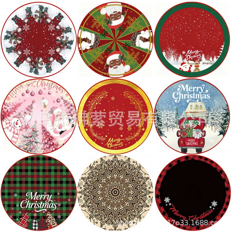Cross-border Christmas decorations, 90cm printed cartoon forest man Christmas tree base apron/skirt