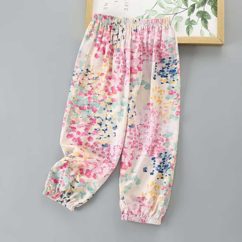 2025 New Children's Pajama Pants Thin Cotton Silk Cotton Silk Mosquito-Repellent Pants for Boys, Girls, and Middle-aged Children and Little Girls