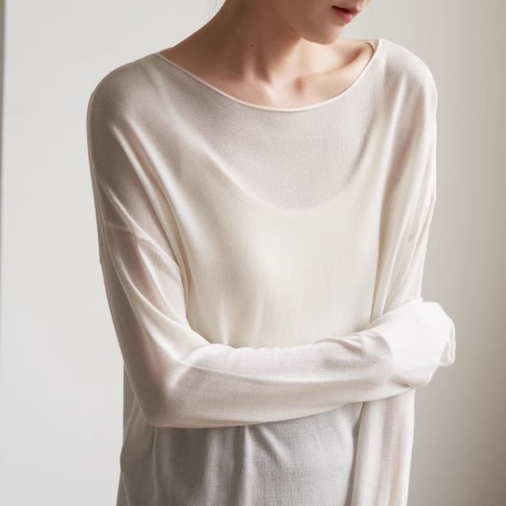 SS STUDIO Comfortable Skin-Friendly Acetate Tencel Lightweight Knit Sweater Women Long Sleeve Loose Cardigan