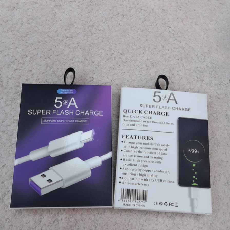 5A 6A Data Cable Packaging Box, 1A 2A QC3.0 Charger Head Packaging Box
