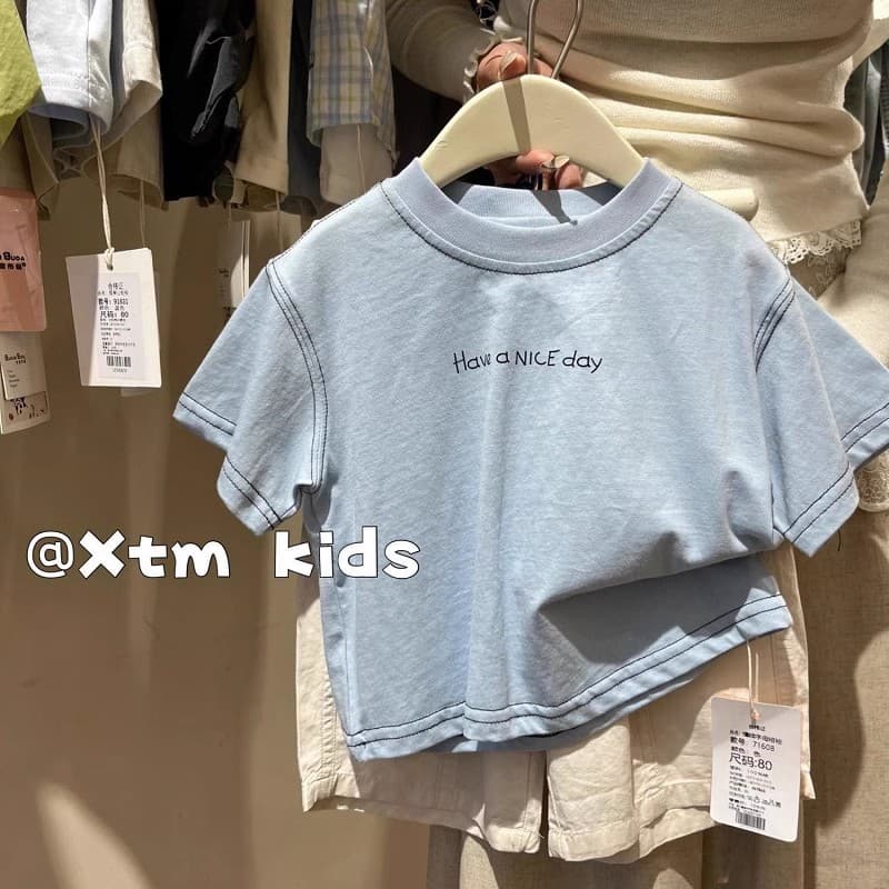 Young and middle-aged children's summer clothes, modern style, contrasting colors, top-stitched cartoon prints, pure cotton short-sleeved Korean style loose and versatile T-shirts for boys and girls