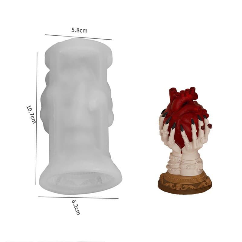 Halloween Claw Holding Heart Aromatherapy Candle Silicone Mold, DIY Monster Claw Holding Heart Plaster Ornament Wholesale
