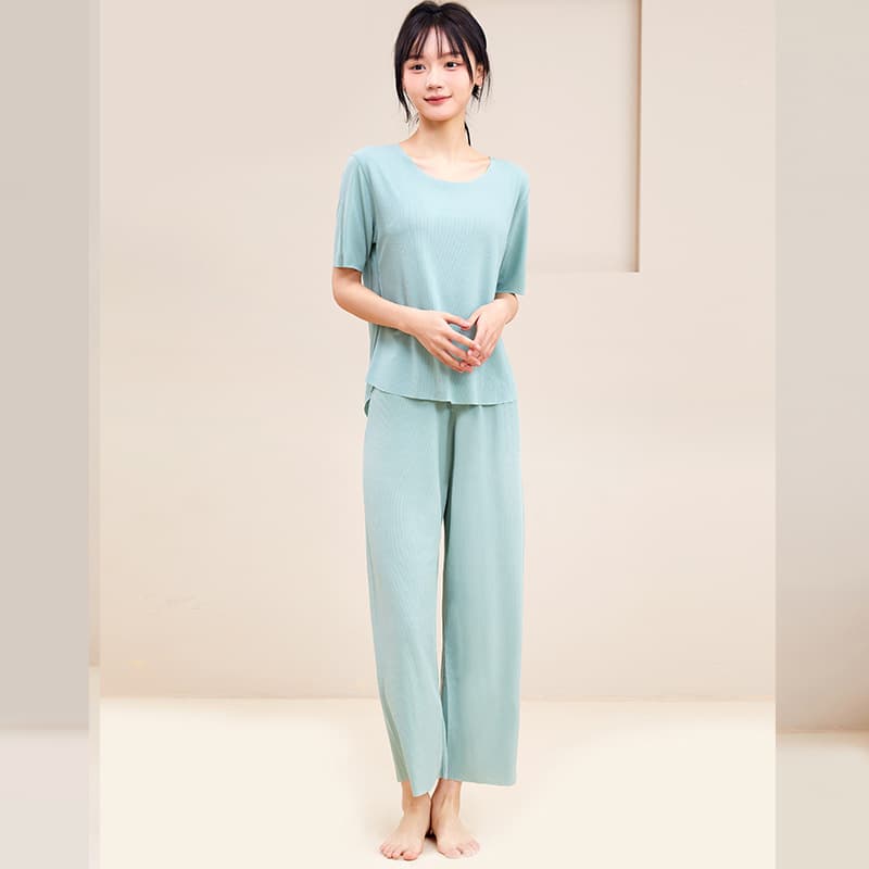 Spring/Summer Ice Silk Couple Pajama Set, Men's Seamless Loose Plus Size Homewear, Women's Pajamas Wholesale Drop Shipping