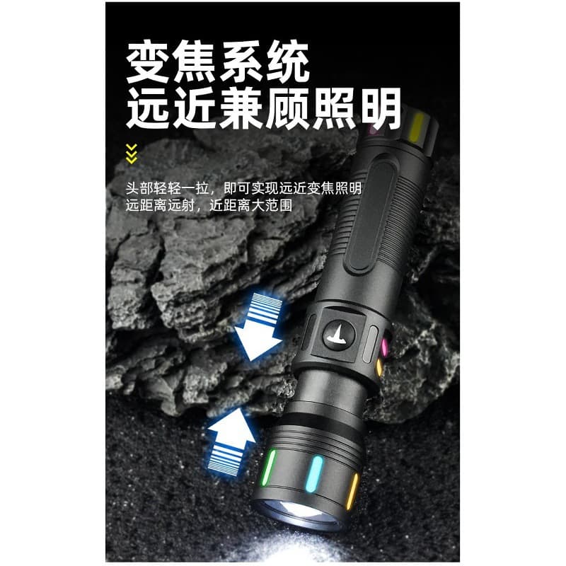 New Cross-border Outdoor Multi-functional LED High-power Flashlight USB Rechargeable Portable White Laser Fluorescent Flashlight