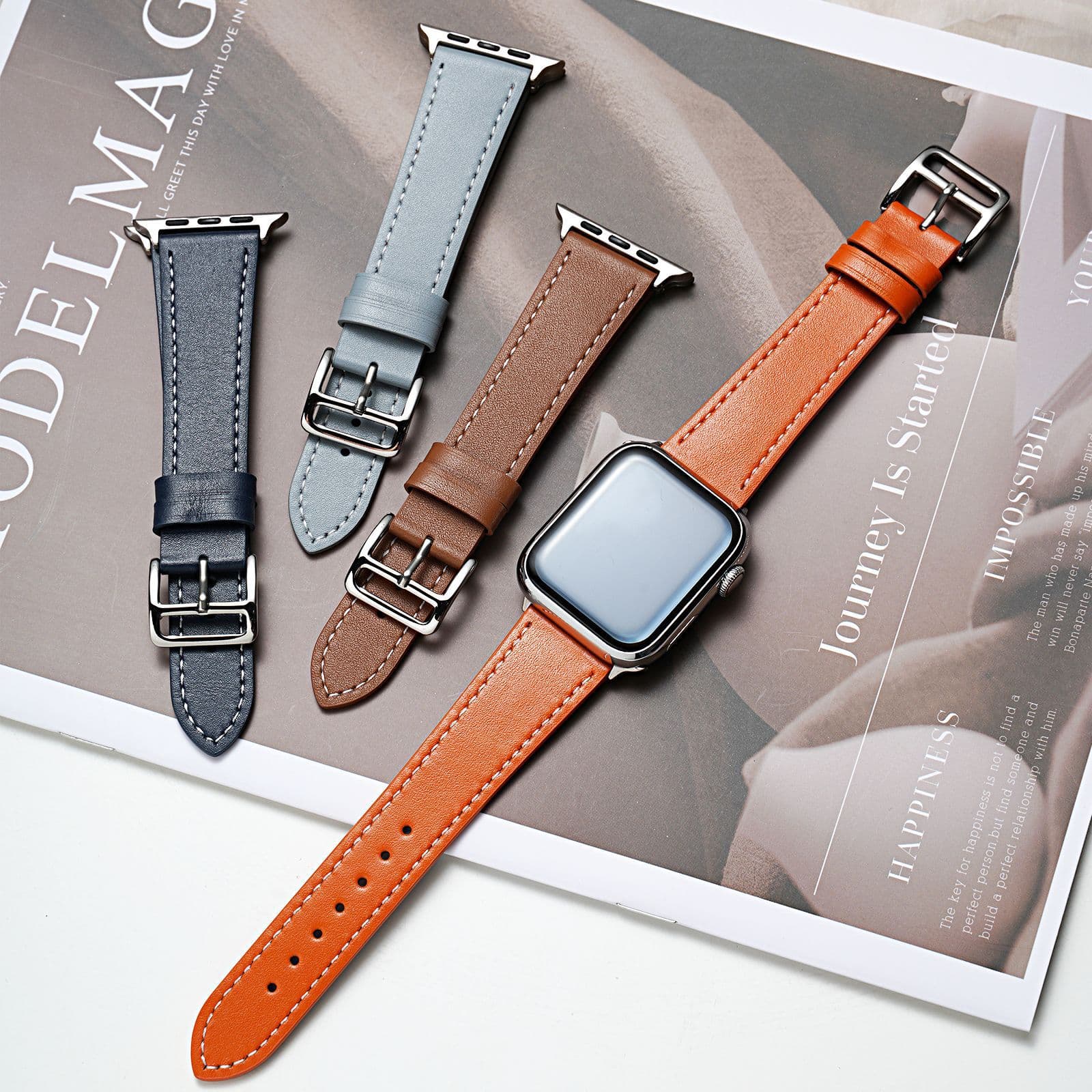 Suitable for iwatch watch strap s11 apple s10 Hermes genuine leather applewatch strap Huawei 22mm