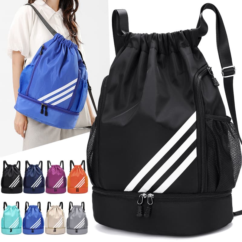 Drawstring storage bag, basketball training sports backpack unisex, outdoor travel large capacity lightweight backpack