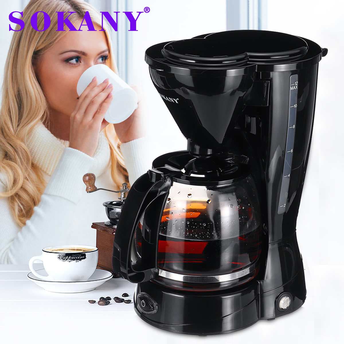 EU Plug Cross-border SOKANY 123A Mini Coffee Maker Automatic Drip Small Coffee Machine