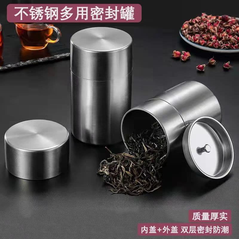 304 Small Tea Cans, Tea Boxes, Metal Mini Portable Travel Stainless Steel Sealed Tea Packaging Boxes